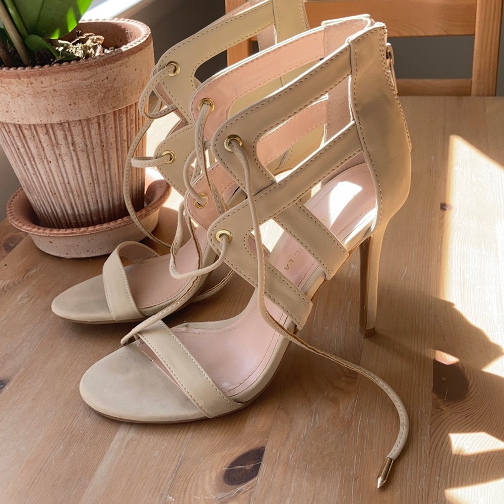 Nude lace up heels size 7
